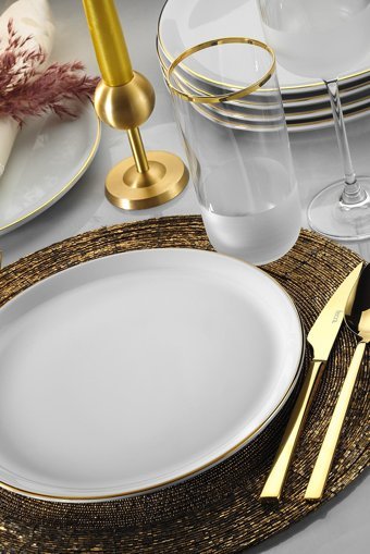 Porland Modern 18 Parça 18 Kişilik Porselen Kahvaltı Takımı Beyaz