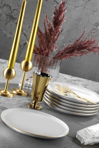 Porland Modern 18 Parça 18 Kişilik Porselen Kahvaltı Takımı Beyaz