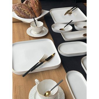 Rossev Pure 74 Parça 6 Kişilik Porselen Kahvaltı Takımı Beyaz