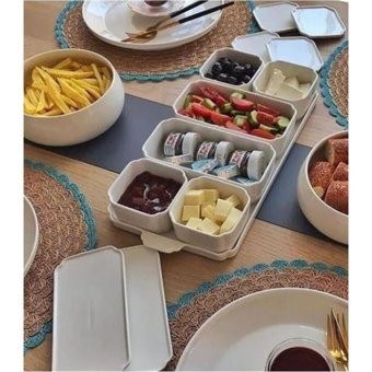 Arow 2721 Kare 6 Parça Porselen Kahvaltı Takımı Beyaz