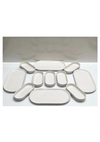 Hitfoni Kahvaltılık Sunum Tabağı Oval 11 Parça Kahvaltı Takımı Beyaz