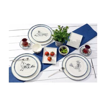 Porland Vitality Desenli 30 Parça 6 Kişilik Porselen Kahvaltı Takımı Beyaz