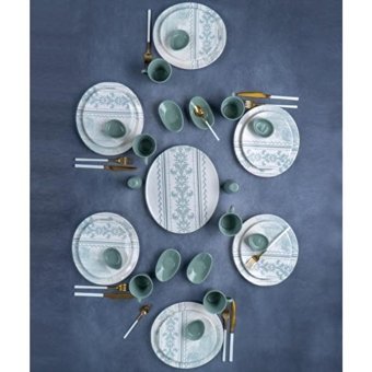 Acar Luca Yuvarlak Desenli 31 Parça Stoneware Kahvaltı Takımı Çok Renkli
