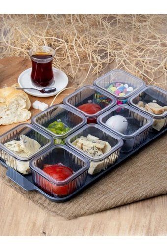 Molina Home Mega 17 Parça 6 Kişilik Plastik Kahvaltı Takımı Siyah