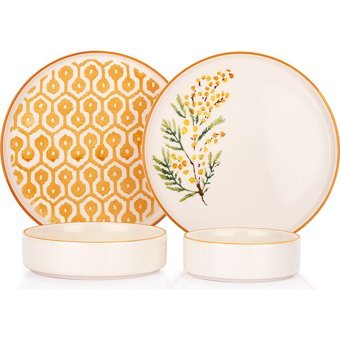 Schafer Sweet Hardal Desenli 12 Parça 6 Kişilik Porselen Kahvaltı Takımı Hardal