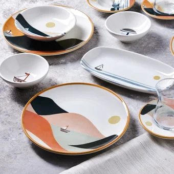 Karaca Gün Yuvarlak Desenli 26 Parça 6 Kişilik Stoneware Kahvaltı Takımı Çok Renkli