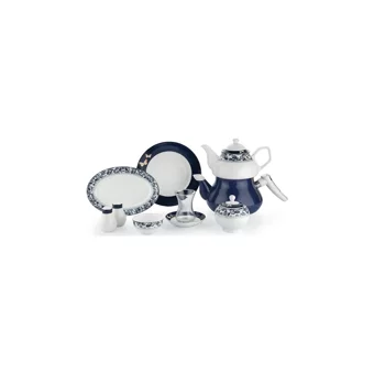 Schafer In-Glaze Brillant Xxx01 Desenli 31 Parça 6 Kişilik Porselen Kahvaltı Takımı Beyaz-Lacivert