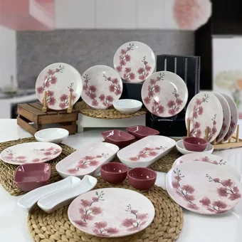 Keramika Fiore Yuvarlak Desenli 25 Parça 12 Kişilik Seramik Kahvaltı Takımı Çok Renkli