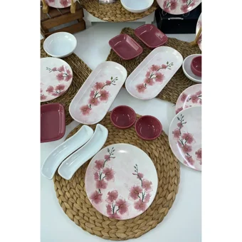 Keramika Fiore Yuvarlak Desenli 25 Parça 12 Kişilik Seramik Kahvaltı Takımı Çok Renkli
