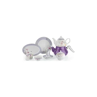 Schafer In-Glaze Brillant Xxx05 Desenli 31 Parça 6 Kişilik Porselen Kahvaltı Takımı Lila