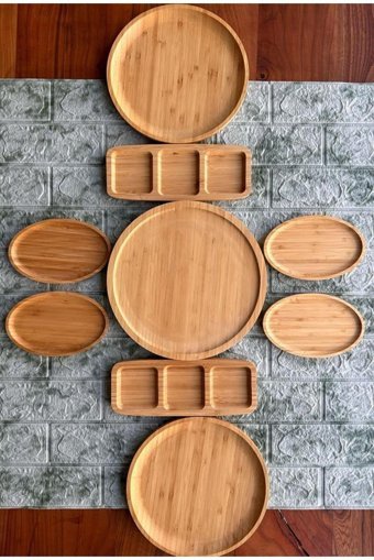 Bambum Atbyhome Yuvarlak 9 Parça 2 Kişilik Bambu Kahvaltı Takımı Kahverengi