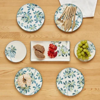 Bella Maison Nola Yuvarlak Desenli 7 Parça 4 Kişilik Seramik Kahvaltı Takımı Yeşil