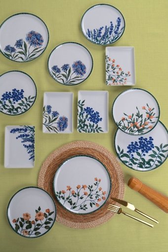 Porland Flower Garden Desenli 18 Parça 6 Kişilik Porselen Kahvaltı Takımı Beyaz