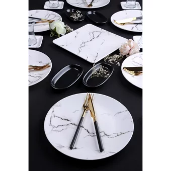 Acar Majori Yuvarlak Desenli 23 Parça 6 Kişilik Stoneware Kahvaltı Takımı Beyaz
