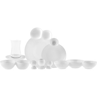 Karaca Streamline Blow New Bone Yuvarlak 26 Parça 6 Kişilik New Bone Kahvaltı Takımı Beyaz