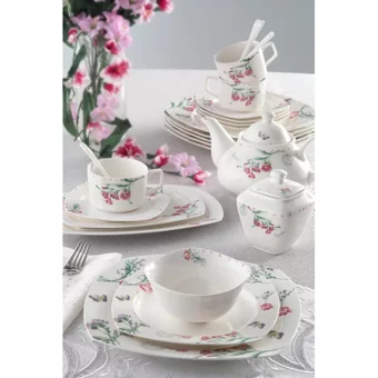 Pierre Cardin Gilda Desenli 6 Kişilik Bone China Kahvaltı Takımı Beyaz