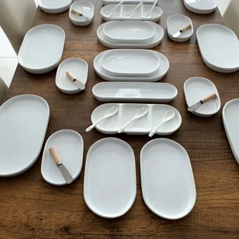 Bi Bu Evim Oval 36 Parça 6 Kişilik Seramik Kahvaltı Takımı Beyaz