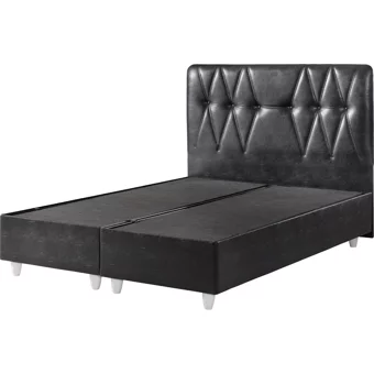 Belletto 140 x 190 cm Ayrılabilen Başlıklı Çift Kişilik Sandıklı Baza Seti Siyah