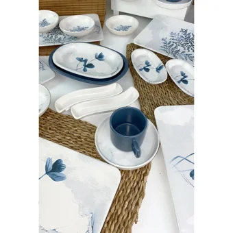 Keramika Blue Magic Siera 19863 Kare Desenli 31 Parça 6 Kişilik Seramik Kahvaltı Takımı Beyaz