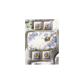Rossel Premium Spring Time G4187 Desenli 6 Kişilik Porselen Kahvaltı Takımı Beyaz-Mavi