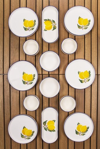 Mukko Home Limon Desenli 14 Parça 6 Kişilik Seramik Kahvaltı Takımı Çok Renkli