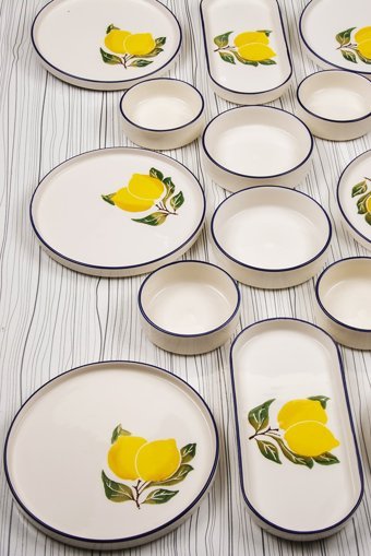Mukko Home Limon Desenli 14 Parça 6 Kişilik Seramik Kahvaltı Takımı Çok Renkli