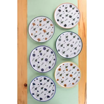 Porland Pollen Desenli 18 Parça 6 Kişilik Porselen Kahvaltı Takımı Çok Renkli