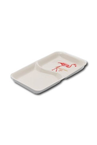Yamamiya Flamingo Desenli 19 Parça 2 Kişilik Seramik Kahvaltı Takımı Beyaz