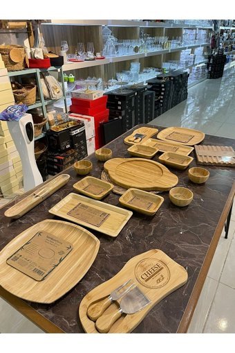 Bambum Demirguc Kare 22 Parça 2 Kişilik Bambu Kahvaltı Takımı Kahverengi