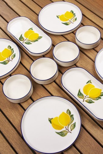 Mukko Home Limon Desenli 10 Parça 4 Kişilik Seramik Kahvaltı Takımı Çok Renkli
