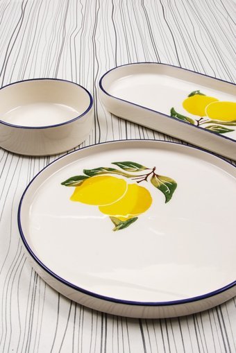 Mukko Home Limon Desenli 10 Parça 4 Kişilik Seramik Kahvaltı Takımı Çok Renkli