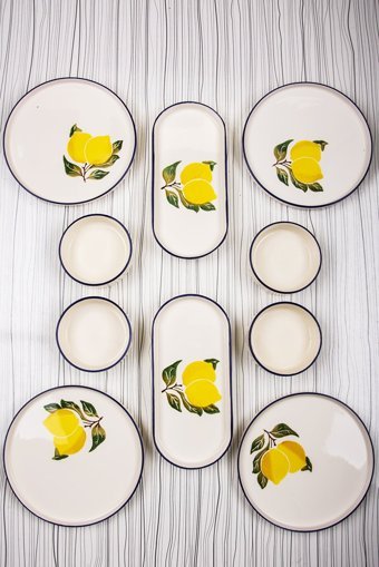 Mukko Home Limon Desenli 10 Parça 4 Kişilik Seramik Kahvaltı Takımı Çok Renkli