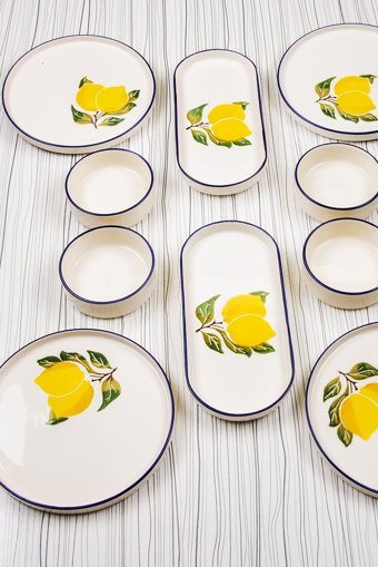 Mukko Home Limon Desenli 10 Parça 4 Kişilik Seramik Kahvaltı Takımı Çok Renkli