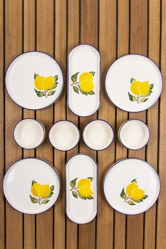Mukko Home Limon Desenli 10 Parça 4 Kişilik Seramik Kahvaltı Takımı Çok Renkli