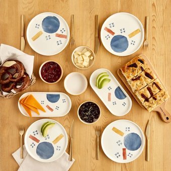 Bella Maison Lego Yuvarlak Desenli 10 Parça 4 Kişilik Seramik Kahvaltı Takımı Çok Renkli