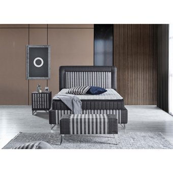 Arleno Bedding Nirvana 160 x 200 cm Ayrılabilen Yataklı Başlıklı Çift Kişilik Sandıklı Baza Seti Siyah