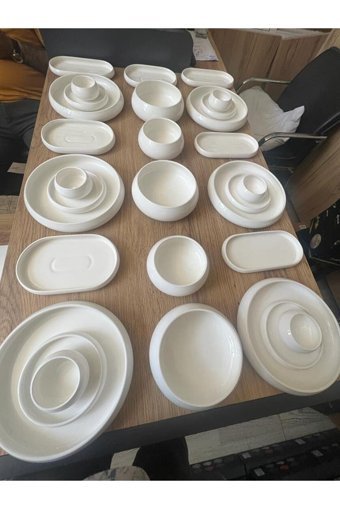 Acar Bianco Perla Yuvarlak 30 Parça 6 Kişilik Porselen Kahvaltı Takımı Beyaz
