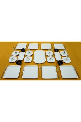 Akkoyunlu Home Kare Kare 23 Parça 8 Kişilik Seramik Kahvaltı Takımı Beyaz