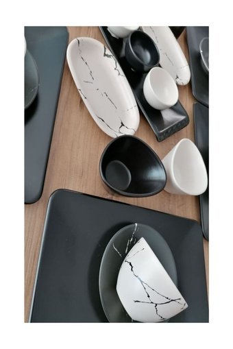 Demet Çeyiz Siera Kare 30 Parça 6 Kişilik Stoneware Kahvaltı Takımı Siyah