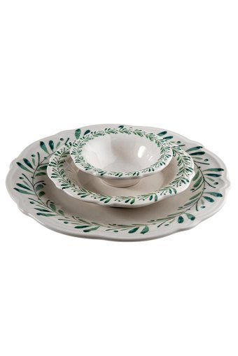 Jumbo Crown Yuvarlak Desenli 26 Parça 6 Kişilik Stoneware Kahvaltı Takımı Yeşil
