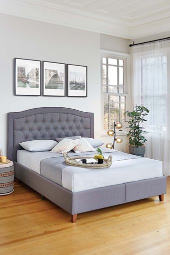 Yataş Lizbon 120 x 200 cm Başlıklı Çift Kişilik Sandıklı Baza Seti Gri