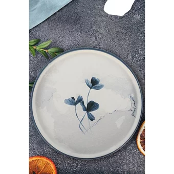 Keramika Blue Magic Yuvarlak Desenli 11 Parça 2 Kişilik Seramik Kahvaltı Takımı Beyaz-Mavi