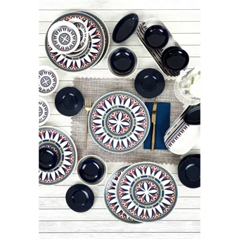 Keramika Ruby 20793-20794 Desenli 20 Parça 6 Kişilik Seramik Kahvaltı Takımı Çok Renkli