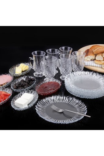 Paşabahçe 18 Parça 6 Kişilik Cam Kahvaltı Takımı Şeffaf