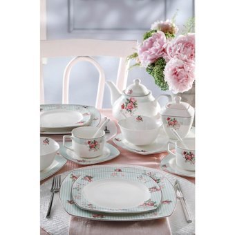 Pierre Cardin Ellen Desenli 6 Kişilik Bone China Kahvaltı Takımı Beyaz-Yeşil