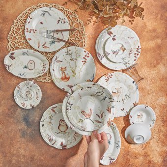 Karaca Yaşam Yuvarlak Desenli 26 Parça 6 Kişilik Stoneware Seramik Kahvaltı Takımı Çok Renkli