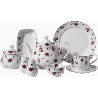 Korkmaz Diana Collection A8923 Desenli 30 Parça 6 Kişilik Porselen Kahvaltı Takımı Beyaz