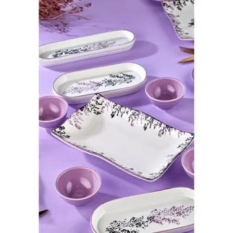 Alina Home Hand Made Yuvarlak Desenli 21 Parça 6 Kişilik Seramik Kahvaltı Takımı Mor