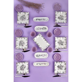 Alina Home Hand Made Yuvarlak Desenli 21 Parça 6 Kişilik Seramik Kahvaltı Takımı Mor