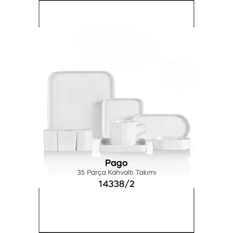 Perotti Pago 14338 35 Parça 6 Kişilik Porselen Kahvaltı Takımı Beyaz